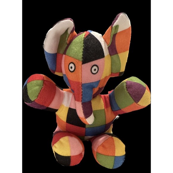Vintage ELMER -Patchwork Elephant -Toy RATTLE -David McKee -Crocodile Creek 1996 - Picture 7 of 11